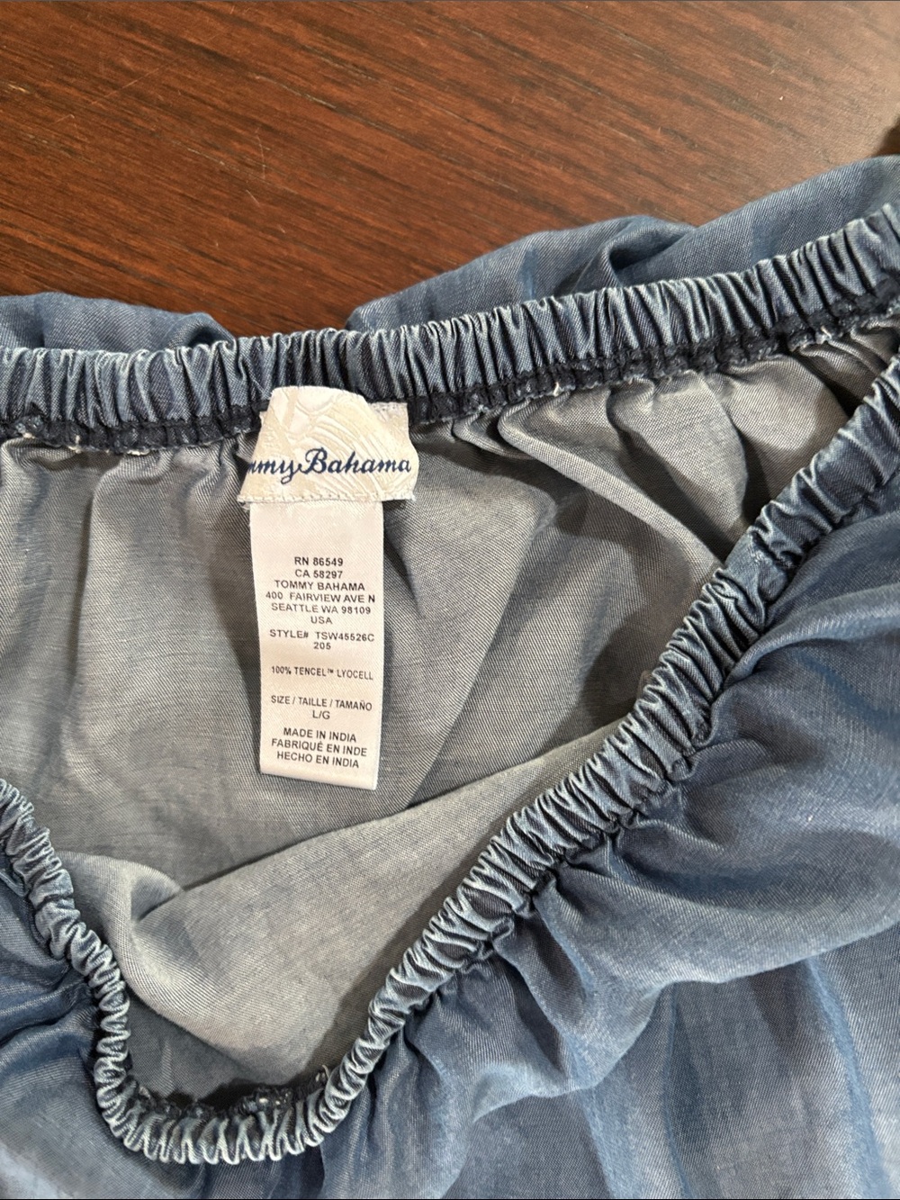 Tommy Bahama Light Blue Off-Shoulder Chambray Dress size large - Picture 2 of 5